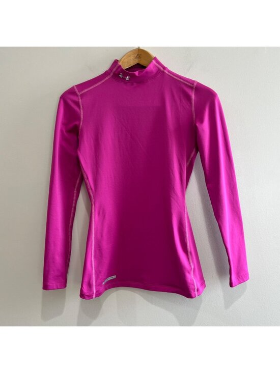 Under Armour Tops - Under Armour Coldgear Mock Neck Fitted Compression Shirt Womens S Pink